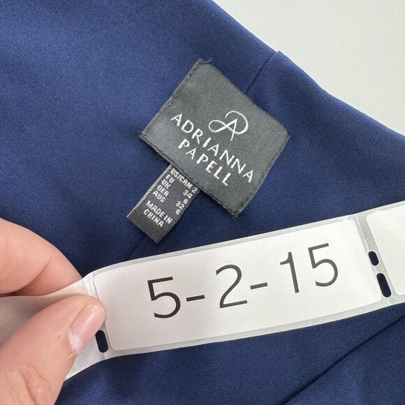 Adrianna Papell Dress Womens Size 2 Blue Wrap Flutter Sleeve Belted Midi‎ - Picture 3 of 7